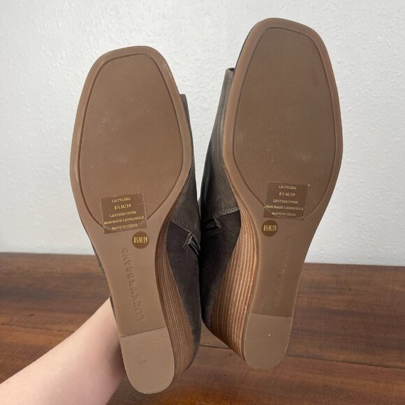 NEW Lucky Brand Tylera Size: 8.5 Leather Wedge Open Toe Bootie - Picture 10 of 13